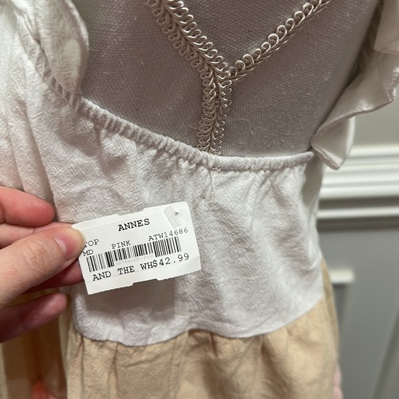 NWT ANDTHEWHY 💯 Cotton Ruffled Sleeveless Multicolored Tiered Top size M - Picture 3 of 6